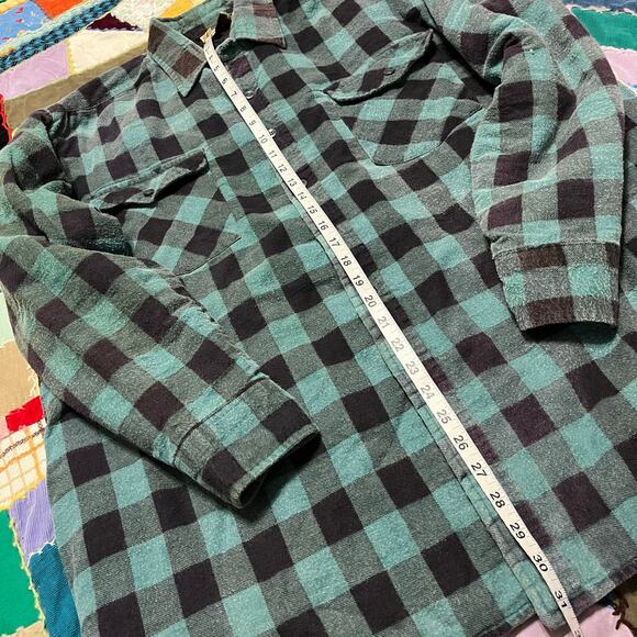 Vintage Open Trails Nylon Blanket Lined Turquoise Plaid Button Up XL - Picture 4 of 6